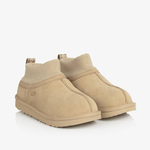 UGG-Beige Suede Leather Classic Ultra Stretch Cuff Boots | Childrensalon