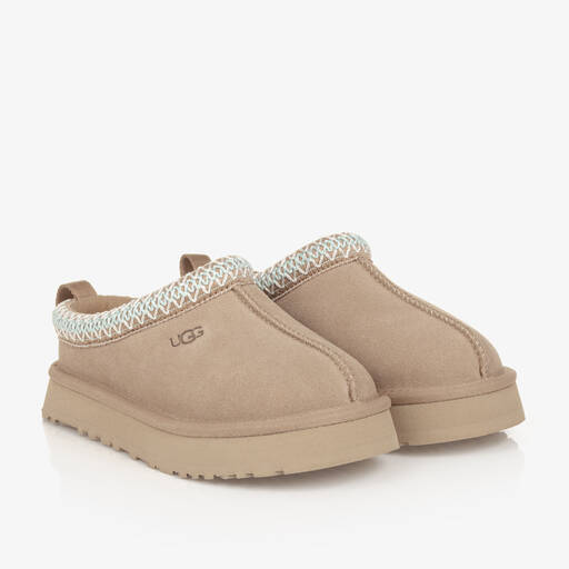 UGG-Beige Suede Leather Tazz Mules | Childrensalon