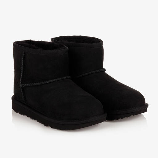 UGG-Black Classic Mini II Suede Leather Boots | Childrensalon