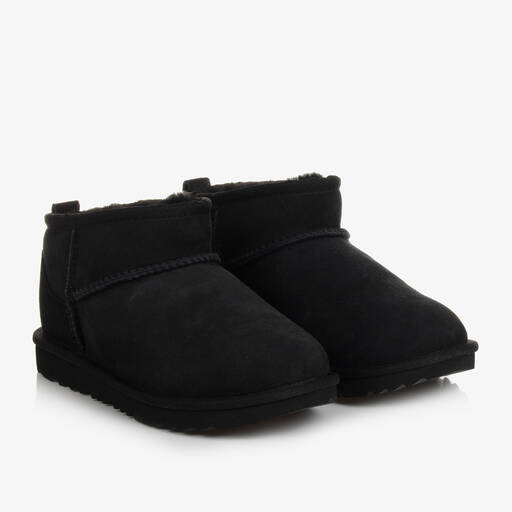 UGG-Black Classic Ultra Mini II Suede Boots | Childrensalon