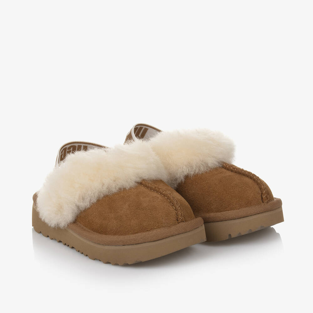 UGG - Brown Suede Leather Funkette Slippers | Childrensalon