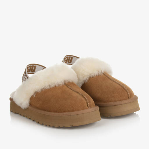 UGG-Girls Suede Leather Slider Slippers | Childrensalon