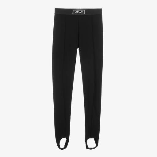 Versace-Girls Black Milano Jersey Stirrup Leggings | Childrensalon