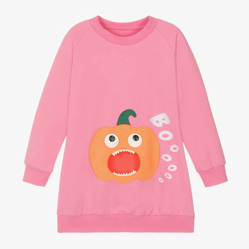 Wauw Capow-Girls Pink Organic Cotton Pumpkin Dress | Childrensalon